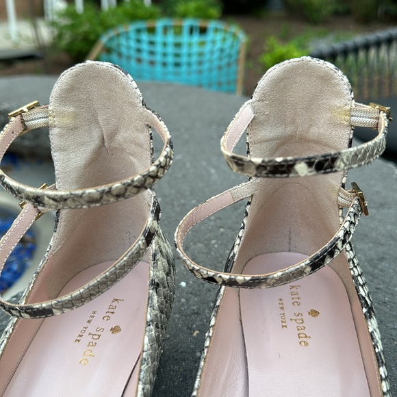 Kate Spade Made in Italy Snakeskin Leather Glitter Heels Ankle Strap Pumps - 9.5 - Picture 6 of 16
